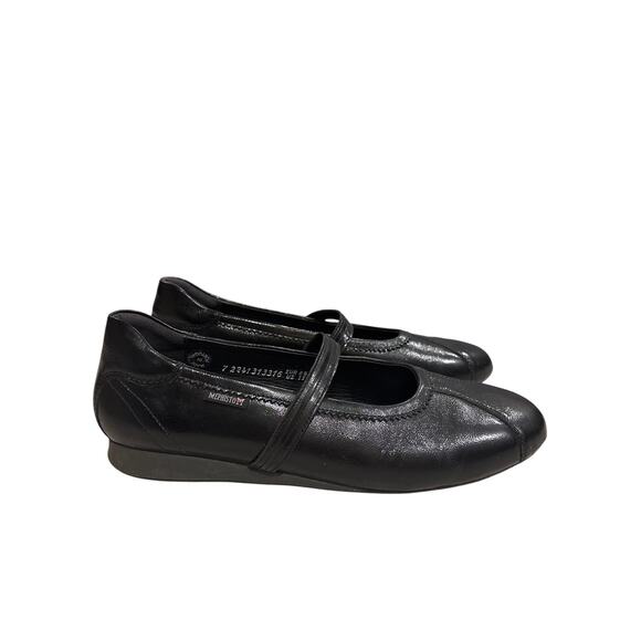 Mephisto Basilia Flat Shoes Women's Size 11 Black Leather Vernis Fripe Slip On - Picture 1 of 8